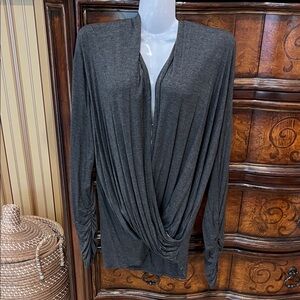Max Studio Charcoal Gray Drape Top